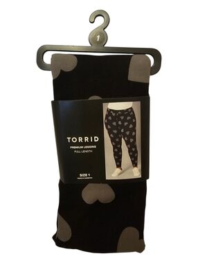 Black and Grey Torrid Women's Grey Hearts Full Length Premium Leggings